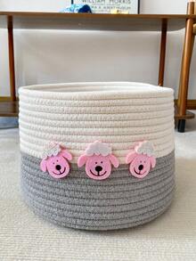 1 chiếc giỏ đựng đồ chơi chó mèo hoạt hình dệt họa tiết cừu, thích hợp để đựng quần áo, đồ chơi, đồ ăn nhẹ và phụ kiện cho thú cưng trong nhà, đồ trang trí nhà cửa cho phòng khách, tã trẻ em và đồ dùng lưu trữ trong phòng trẻ em - Nhiều màu - Xem 5