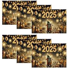 4/6 buc. La mulți ani 2025 Șervețe de loc Poliester Fundal pentru ocazii generale, decorațiuni festive pentru petreceri în interior, petrecere în bucătărie - Multicolor - Vizualizare 12