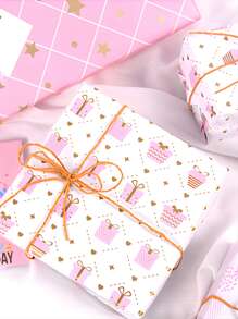 300cm*43cm粉色系铜版纸心形包装纸DIY情人节礼品包装纸 - 彩色 - 查看 7