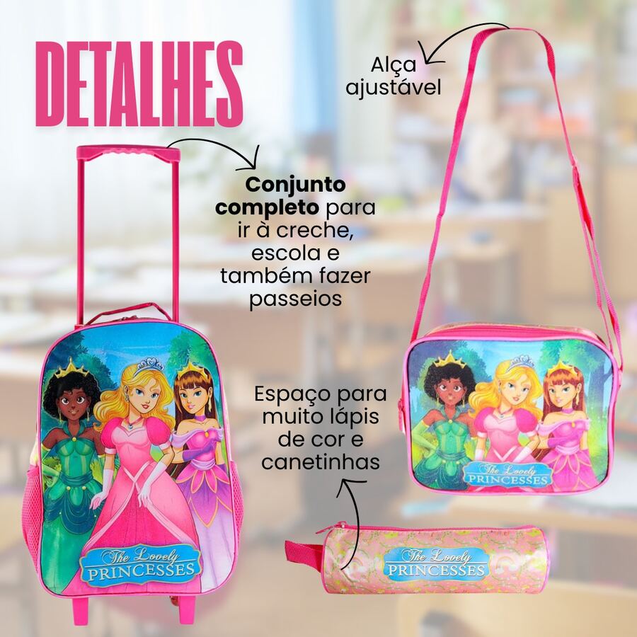 Backpack Kit Thermal Lunch Box Complete School Pencil Case With Wheels