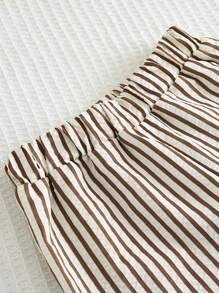 2pcs Young Girls Casual Striped Tank Top And Pants Set, Summer