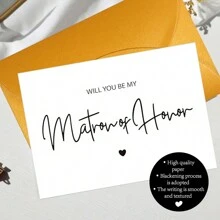 "Will You Be My Bridesmaid" Cards Set, Elegant Minimalist Style, Bridesmaid Cards, Maid Of Honor Cards, Matron Of Honor Card, Foldable White Proposal Cards, Wedding Party Supplies (Random Envelopes) - Multicolor - View 2