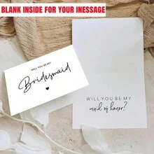 "Will You Be My Bridesmaid" Cards Set, Elegant Minimalist Style, Bridesmaid Cards, Maid Of Honor Cards, Matron Of Honor Card, Foldable White Proposal Cards, Wedding Party Supplies (Random Envelopes) - Multicolor - View 3