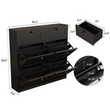 VOWNER Shoe Cabinet With 4 Flip Drawer & 2 Sliding Drawers For Storage, Freestanding Shoe Organizer For Entry, Bedroom, Hallway, Shoe Rack Gift For Halloween & Thanksgiving - màu đen - Xem 7