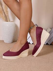 Giày cao gót đế dày đế xuồng cho nữ, giày đế xuồng mũi nhọn thời trang, chống thấm nước, đế xuồng cao rất cao - Màu Đỏ Sâu - Xem 5