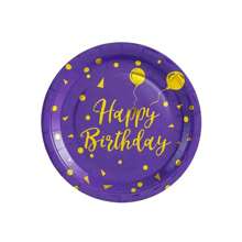 10 piezas Suministros para fiesta de cumpleaños morada Juegos de platos, servilletas y vajilla con estampado morado y dorado para fiestas de cumpleaños de mujeres princesa morada, decoraciones y recuerdos para fiesta de cumpleaños - Multicolor - Ver 7