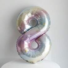 1pc 40-Inch Ombre Rainbow Giant Number Balloon, Photo Prop Birthday Decor