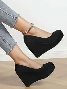 Tacones altos Mary Jane de plataforma negros para mujer, de punta cerrada, con estilo elegante y lindo, adecuados para uso en exteriores - Negro - Ver 3