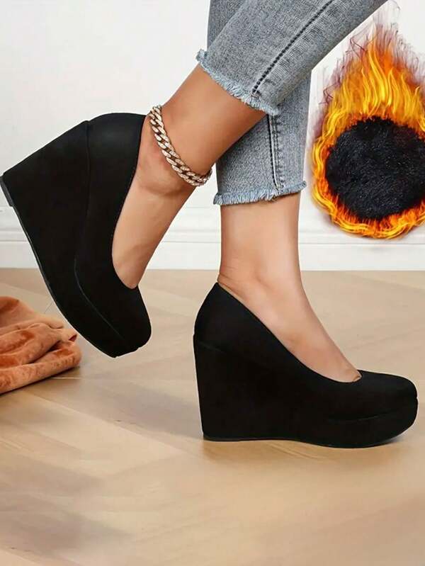Tacones altos Mary Jane de plataforma negros para mujer, de punta cerrada, con estilo elegante y lindo, adecuados para uso en exteriores