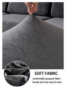 1pc Silver Fox Plush Non-Slip Sofa Cushion Cover, Soft & Skin-Friendly, Pet Proof, Stretchable, Suitable For L-Shaped And 1/2/3/4 Seater Sofa In Living Room, Sold Individually (Pillow Not Included) - Dark Grey - View 10