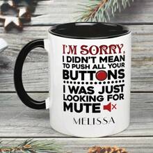 1 pieza Taza cerámica negra y blanca con gráfico de texto de 360ml, taza de café redonda, unisex, para viajes o campamentos, regalo personalizado para cumpleaños y vuelta al colegio