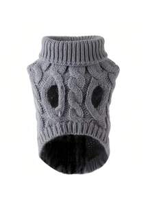 Áo len thời trang cho chó mèo cỡ vừa màu kẹo, Áo chui đầu dệt kim màu trơn đáng yêu cho thú cưng, Quần áo ấm cho thú cưng vào mùa xuân thu đông - Màu Đỏ Sâu - Xem 4