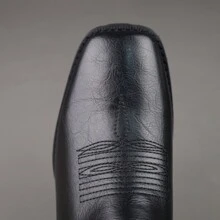 Herren Retro Bestickte Outdoor Chelsea Stiefel, Niedrige Dicksohle Quadratische Zehenform Chunky Absatz Western Chelsea Stiefel, einfach & modisch vielseitige Pull-On Stiefel