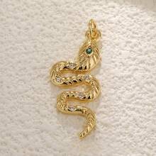 1 chiếc mặt dây chuyền hình rắn tròn mạ vàng Zirconia màu đồng, phụ kiện trang sức tự làm cho phụ nữ - Nhiều màu - Xem 4