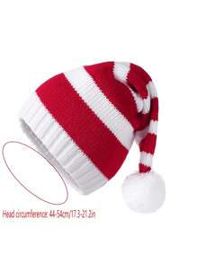 Wool Knitted Christmas Hat, Red And White Striped Christmas Hat, Autumn And Winter Knitted Warm Hat, Christmas Knitted Hat, Cold Warm, Holiday Dress Best Gifts Birthday Home Decor Christmas Decorations Room Decor