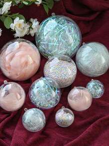 Set de 20 bolas de adorno, 10 bolas de acrílico de 8cm, 5 bolas decorativas de plástico transparente de 3cm-12cm, esferas huecas para manualidades navideñas, adecuado para fiestas, bodas, Navidad, centros comerciales, decoración del hogar
