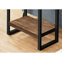 Mesa auxiliar, mesita de noche, lámpara para sala de estar o dormitorio, de laminado marrón y metal negro de estilo industrial - MARRÓN como en la foto - Ver 2