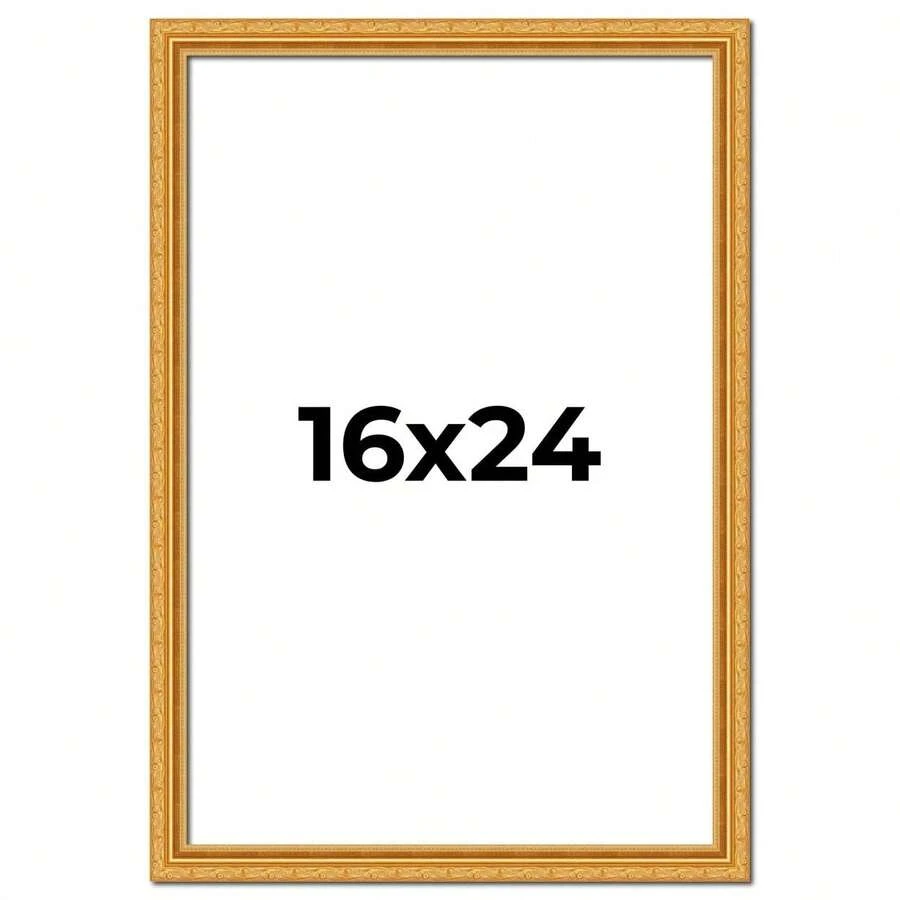 Marco de madera dorado de 16x24 pulgadas - con protección UV, respaldo de espuma y accesorios para colgar - Dorado - Ver 1