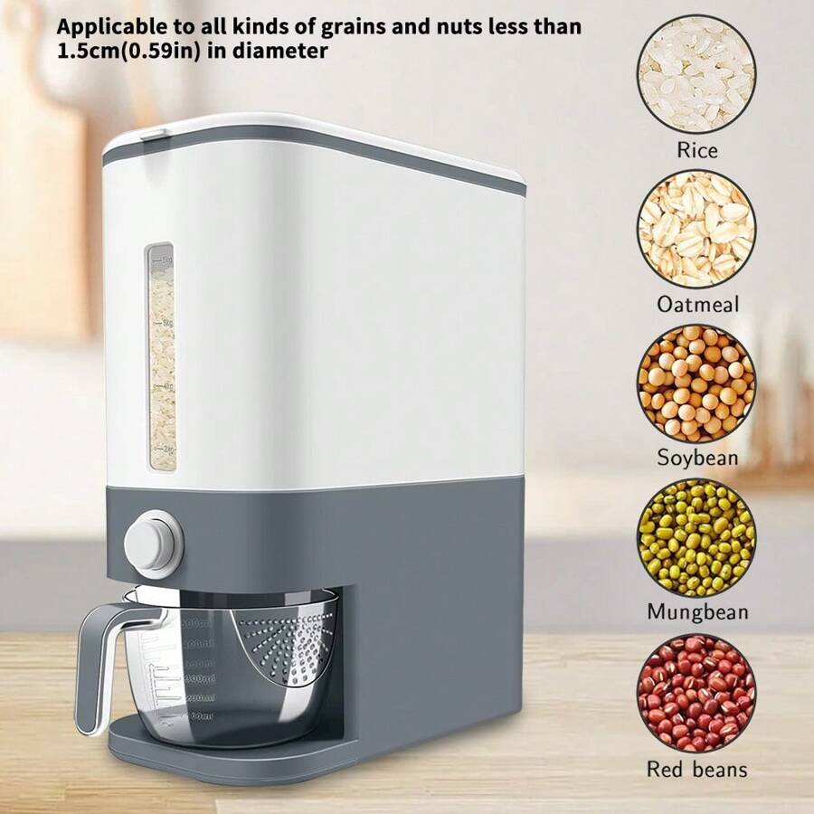 Rice Dispenser, 22-25 Lbs Rice Container With Measuring Cup,Cereal Dispenser Storage With Lids For Home Kitchen Pantry Rice Soybean Corn-Grey Shopping Christmas Carnival Gifts New Year Gifts - trắng - Xem 1