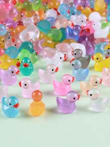Set de 20 piezas de patitos que brillan en la oscuridad, mini patitos, juguetes de pato de colores aleatorios, figuras miniatura de resina luminosa para manualidades, regalos adorables y coleccionables, detalles para fiestas y relleno de bolsas de recuerdos, ideal para regalos de Pascua - Multicolor - Ver 10