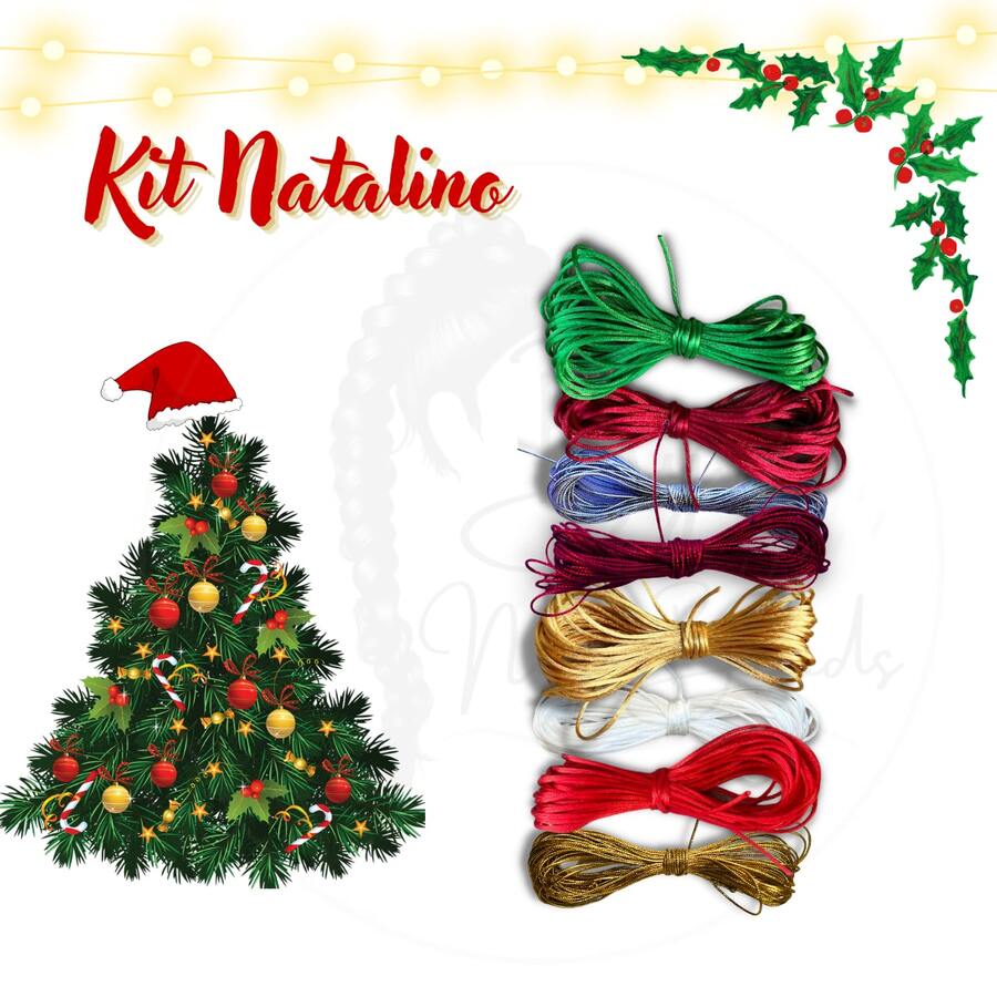 Christmas Braiding Kit - 80 M Satin Threads For Braids, Christmas Pendants, Braiding Accessories - 紅白色 - 查看 1