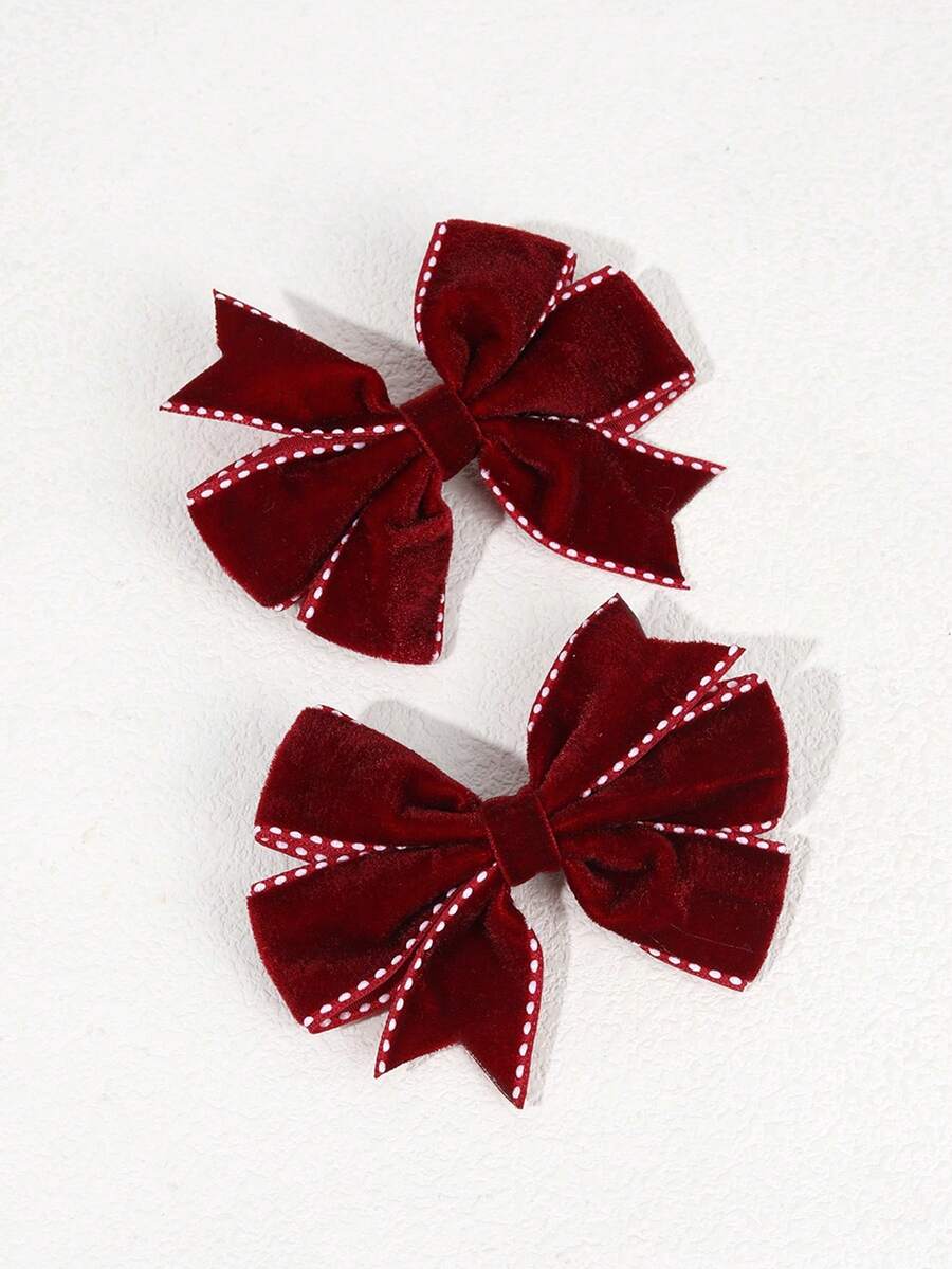 1 Kẹp tóc nơ đỏ cho tiệc, kẹp tóc trang trí hình sóng, phụ kiện tóc thiết kế sáng tạo cho phụ nữ làm quà tặng năm mới hoặc giáng sinh - Đỏ - Xem 1