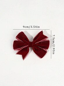 1 Kẹp tóc nơ đỏ cho tiệc, kẹp tóc trang trí hình sóng, phụ kiện tóc thiết kế sáng tạo cho phụ nữ làm quà tặng năm mới hoặc giáng sinh - Đỏ - Xem 5