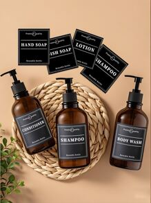 WCIC 16.9oz/500ML Bright Brown Shampoo And Conditioner Dispenser Set, Pump Bottle Dispenser With Wall Mount Brackets Punch Hole Installation, Lotion Pump Bottles, Shower Soap Dispenser With Waterproof Labels, Plastic Shampoo Bottles Refillable - Dish Soap Shampoo Conditioner Body Wash Dispenser For Bathroom Shower Wall Home Bathroom Decor Fall Decor Back To School