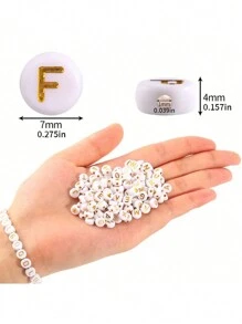 100pcs Round Acrylic Beads With Alphabet & Numbers & Heart Shape For Diy Jewelry Making Necklace & Bracelet (7x4mm) - 4*7mm Beads - View 10