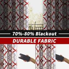 DriftAway 2 Panels Thermal Blackout Grommet Unlined Window Curtains Spiral Geo Trellis Pattern Doorway Curtains - xám đỏ - Xem 3