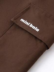 mini bala Tween Boys Thermal Lined Cargo Pants 2024 Fall/Winter New Collection - Dark Coffee - View 7