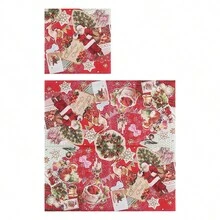 AFYPRTY 20pcs Christmas Greetings Napkins Santa Claus And Reindeer Pattern Napkins 6.5 Inches 2 Layers Native Wood Pulp Paper Suitable For Christmas Party Decoration Restaurant Kitchen Supplies