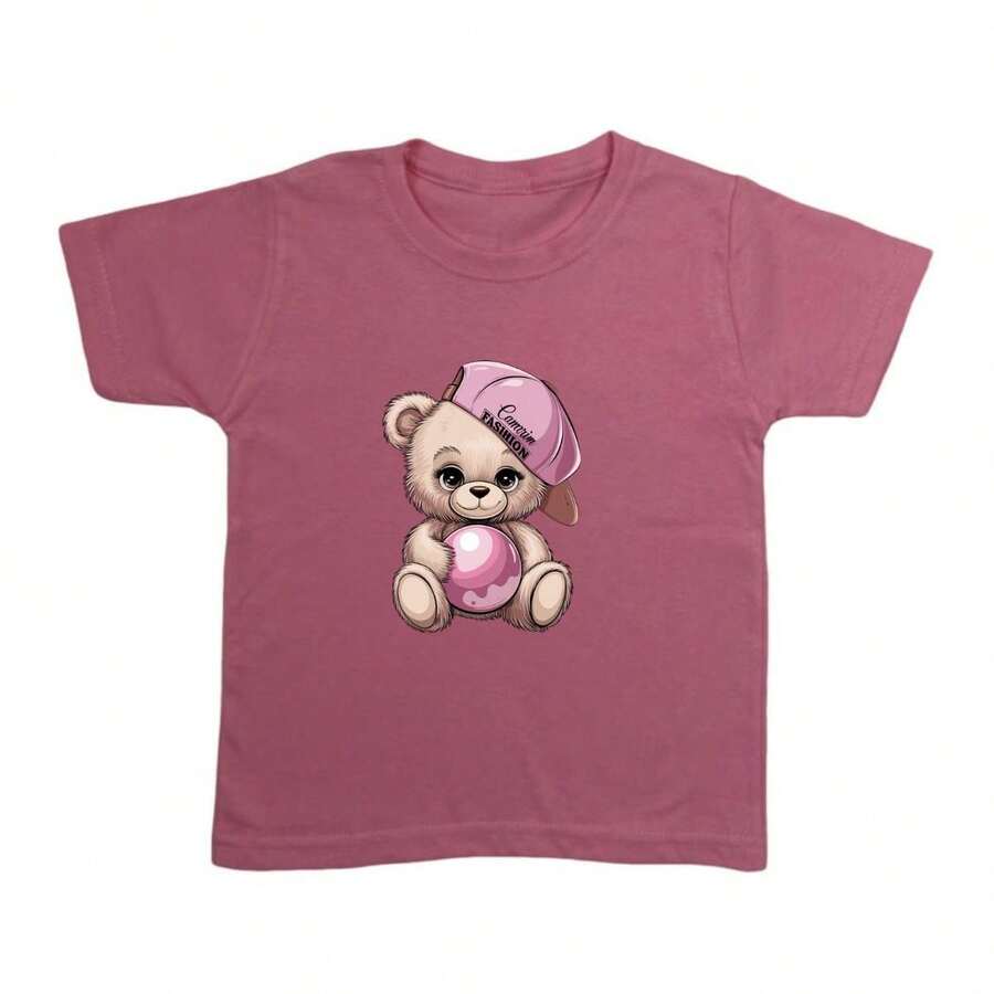Bear Blouse Children's Clothing Stylish T-Shirt Casual Look Blogger - Màu Hồng baby - Xem 1