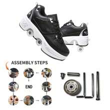preyrocbirds Scarpe con rotelle, pattini a rotelle, skateboard, scarpe per bambini con rotelle, scarpe da pattinaggio, scarpe da ginnastica con ruote per ragazze e donne
