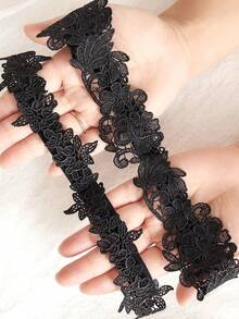 2件套新娘蕾丝袜欧美婚礼配饰性感吊袜带弹力腿环西式婚礼大腿环婚纱配饰 - 黑色 - 查看 2