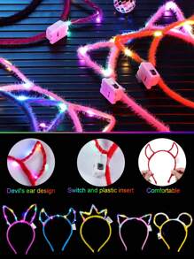 1PCS/5PCS LED 兔耳朵/角/猫耳朵/皇冠/眼镜发光头带适用于派对公主派对、婚礼、生日、清唱、毕业派对、音乐会、夜光派对装饰用品、新年圣诞节万圣节小礼物礼物分发最喜欢的礼物、圣诞节 - 彩色 - 查看 5