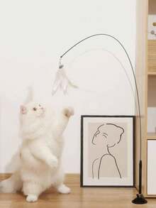 1/4 chiếc chuông lông vũ siêu dài có cốc hút đồ chơi cho mèo, đồ chơi tương tác cho mèo, màu sắc ngẫu nhiên - màu đen - Xem 2