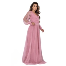 Party Dress In Tulle With Glitter And Cuff Wedding Bridesmaids Bride - 乾枯玫瑰色 - 查看 4
