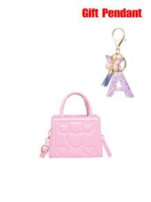 1pc Vintage Heart Quilted Handbag, Casual Shoulder Crossbody Bag For Daily Use + 1pc Purple Gift Pendant - B - View 13