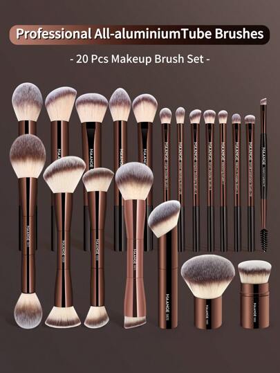  MAANGE 2pcs/9pcs/20pcs Professional Soft Long Handle Makeup Brush Set, Includes Foundation Brush, Eye Shadow Brush, Eyebrow Brush, Blending Brush, Highlighter Brush, Concealer Brush, Comes With Makeup Bag, Soft Bristles Suitable For Powder, Cream, Liquid Cosmetics, Portable, Ideal Gift For Women And Girls. The Set Contains Various Makeup Brushes, An Ideal Choice For Makeup Brush Set, Makeup Kit, Makeup Gift Set.