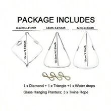 3 件套悬挂式水培花瓶，简约几何玻璃容器，用于墙壁装饰，适合室内/室外植物和花卉装饰 - 彩色 - 查看 4