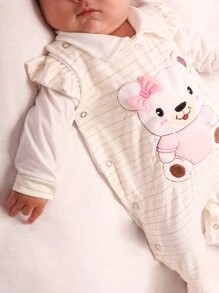 Fofuxa Baby Boy's Romper Embroidered Straw Bear - 米色 - 查看 3