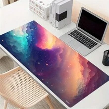Tấm lót chuột hình đám mây nhiều màu sắc, thiết kế hình ngôi sao thiên hà, tấm lót bàn làm việc lớn với đế cao su chống trượt, các cạnh khâu, tấm lót bàn phím 35,4x15,7in, dùng cho công việc, trò chơi, văn phòng, gia đình, phụ nữ, bạn bè - Nhiều màu - Xem 2