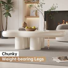 Cloud Coffee Table, Cute Coffee Table, Black Coffee Table, Upgraded White Modern Tea Table, Irregular Indoor End Table For Living Room, Free Shape Coffee Table With 4 Legs, Guyii - trắng - Xem 9