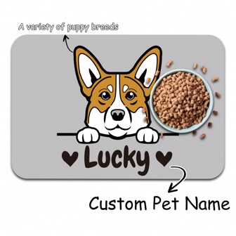 Personalized Dog Cat Food Mat PU Non-Slip At The Bottom Dog Bowl Mat Dog Mat For Food And Water Custom Pet Dog Food Mats For Floors Waterproof Home Bathroom Decor Fall Decor Back To School