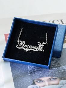 Cá nhân hóa Nai sừng tấm bằng thép không gỉ với mặt dây chuyền trái tim Vòng cổ tên tùy chỉnh dành cho phụ nữ Mẹ cô ấy Chị em gái Ngày của mẹ Số ký tự 1-12 cho vòng cổ tên tùy chỉnh Ngày lễ tình nhân, sinh nhật, kỷ niệm Lễ tốt nghiệp Quà tặng cao cấp - Bạc - Xem 8