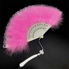 1pc Artificial Feather Fan Dance Performance Fan Elegant Handheld Vintage Fan Best Gifts - Multicolor - View 11