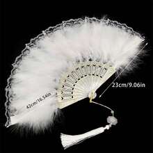 1pc Artificial Feather Fan Dance Performance Fan Elegant Handheld Vintage Fan Best Gifts - Multicolor - View 6