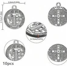 St. Benedict Medal Jewelry, Jesus Cross, Catholic St. Benedict Pendant, Handmade DIY Religious Necklace, Bracelet, Jewelry - Silver - View 9