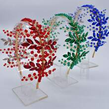 1 件时尚女士奢华水钻双曲线头带，新款新娘发饰，红色、绿色、蓝色水晶，适用于婚礼、派对、生日、舞台、旅行、摄影 - 彩色 - 查看 9